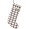 VHC Brands 20 In. 100% Cotton Amory Ivory White Farmhouse Christmas Decor Plaid Stocking