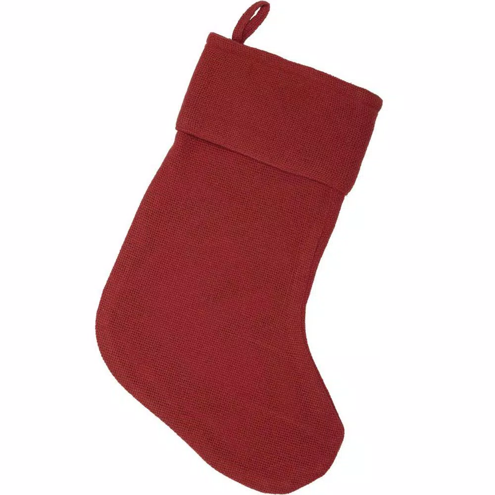 VHC Brands 15 In. 100% Cotton Red Festive Burlap Farmhouse Christmas Decor Stocking 1 VHC Brands 15 In. 100% Cotton Red Festive Burlap Farmhouse Christmas Decor Stocking