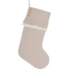 VHC Brands 20 In. Cotton Carol Khaki Tan Farmhouse Christmas Decor Chambray Stocking