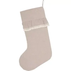 VHC Brands 20 In. Cotton Carol Khaki Tan Farmhouse Christmas Decor Chambray Stocking 4 VHC Brands 20 In. Cotton Carol Khaki Tan Farmhouse Christmas Decor Chambray Stocking -Christmas decorations shop vhc brands christmas stockings 42389 c3 1000