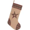 VHC Brands 20 In. Cotton/Jute Clement Natural Tan Rustic Christmas Decor Star Stocking
