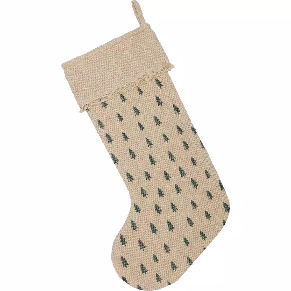 VHC Brands 20 In. Cotton Vintage Burlap Tree Antique Creme White Farmhouse Christmas Decor Stocking 2 VHC Brands 20 In. Cotton Vintage Burlap Tree Antique Creme White Farmhouse Christmas Decor Stocking - Image 2