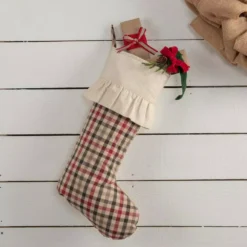 VHC Brands 20 In. Hollis Ivory White Farmhouse Christmas Decor Plaid Stocking 5 VHC Brands 20 In. Hollis Ivory White Farmhouse Christmas Decor Plaid Stocking -Christmas decorations shop vhc brands christmas stockings 42532 31 1000