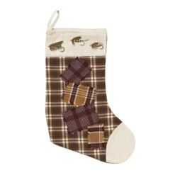 VHC Brands 15 In. Truman Moss Green Rustic Christmas Decor Fly Fishing Stocking