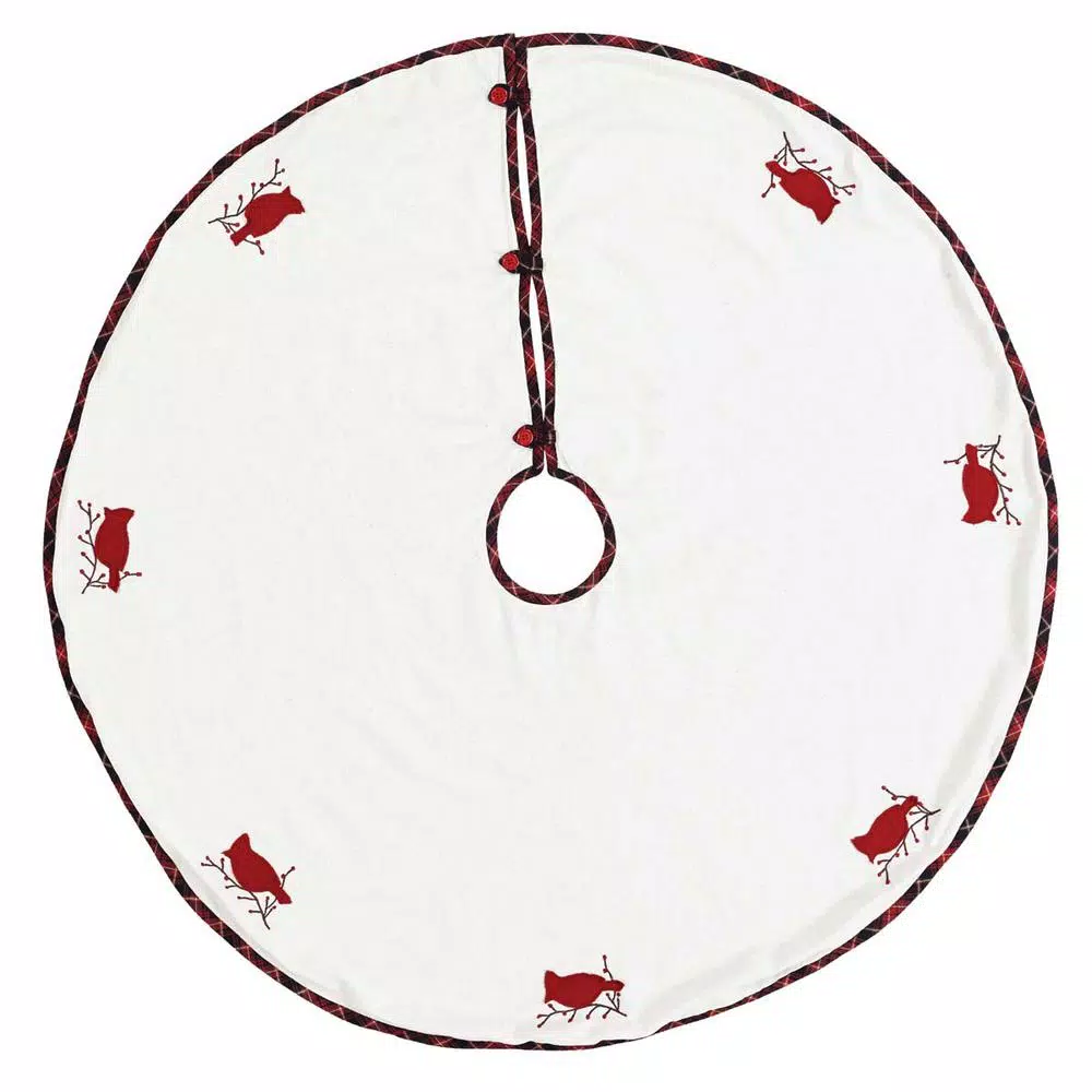 VHC Brands 48 In. Seasons Greetings Holly Berry Red Traditional Christmas Decor Tree Skirt 1 VHC Brands 48 In. Seasons Greetings Holly Berry Red Traditional Christmas Decor Tree Skirt