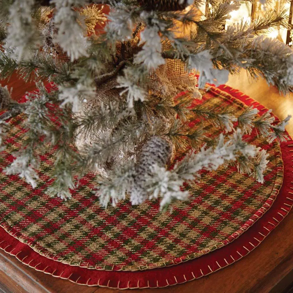 VHC Brands 21 In. Cotton Cherry Red Rustic Christmas Decor Mini Tree Skirt 5 VHC Brands 21 In. Cotton Cherry Red Rustic Christmas Decor Mini Tree Skirt - Image 5