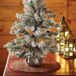 VHC Brands 21 In. Cotton Cherry Red Rustic Christmas Decor Mini Tree Skirt 8 VHC Brands 21 In. Cotton Cherry Red Rustic Christmas Decor Mini Tree Skirt -Christmas decorations shop vhc brands christmas tree skirts collars 28772 44 1000