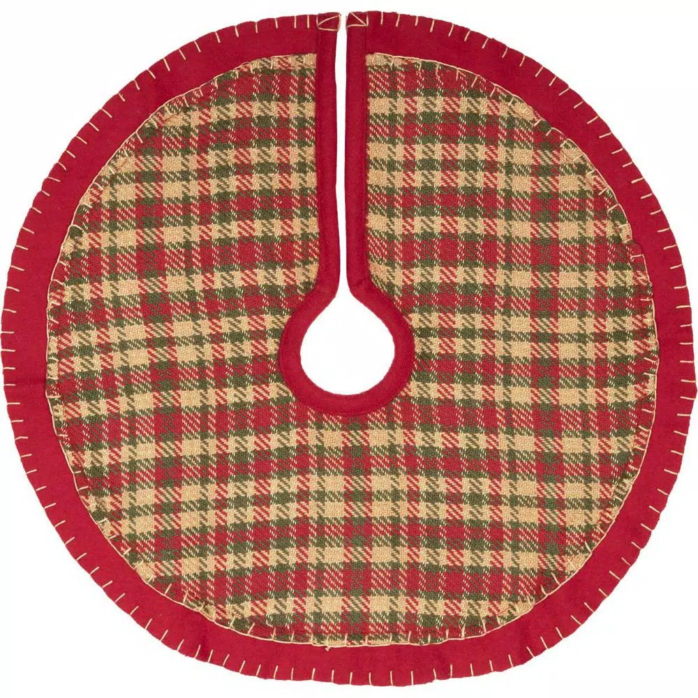 VHC Brands 21 In. Cotton Cherry Red Rustic Christmas Decor Mini Tree Skirt 1 VHC Brands 21 In. Cotton Cherry Red Rustic Christmas Decor Mini Tree Skirt
