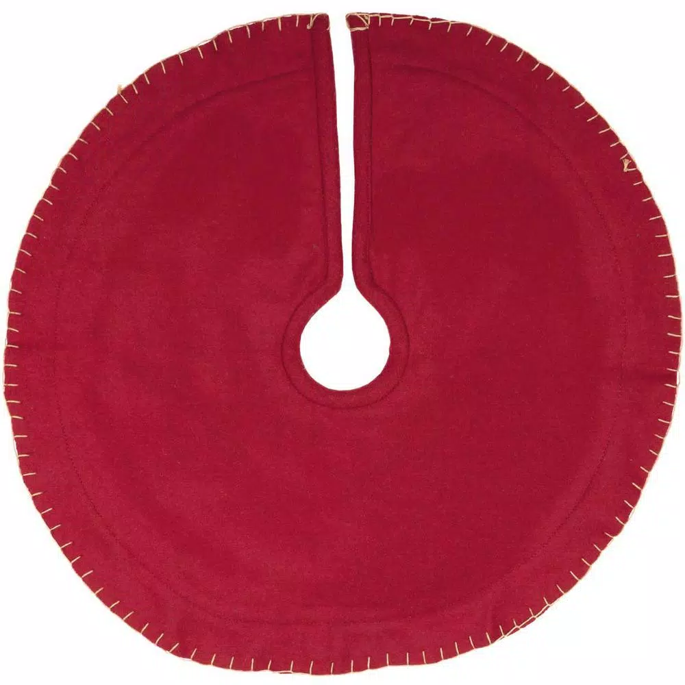 VHC Brands 21 In. Cotton Cherry Red Rustic Christmas Decor Mini Tree Skirt 2 VHC Brands 21 In. Cotton Cherry Red Rustic Christmas Decor Mini Tree Skirt - Image 2