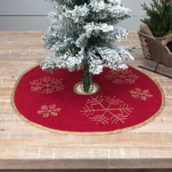 VHC Brands 21 In. Revelry Brick Red Traditional Christmas Decor Mini Tree Skirt -Christmas decorations shop vhc brands christmas tree skirts collars 31994 31 1000