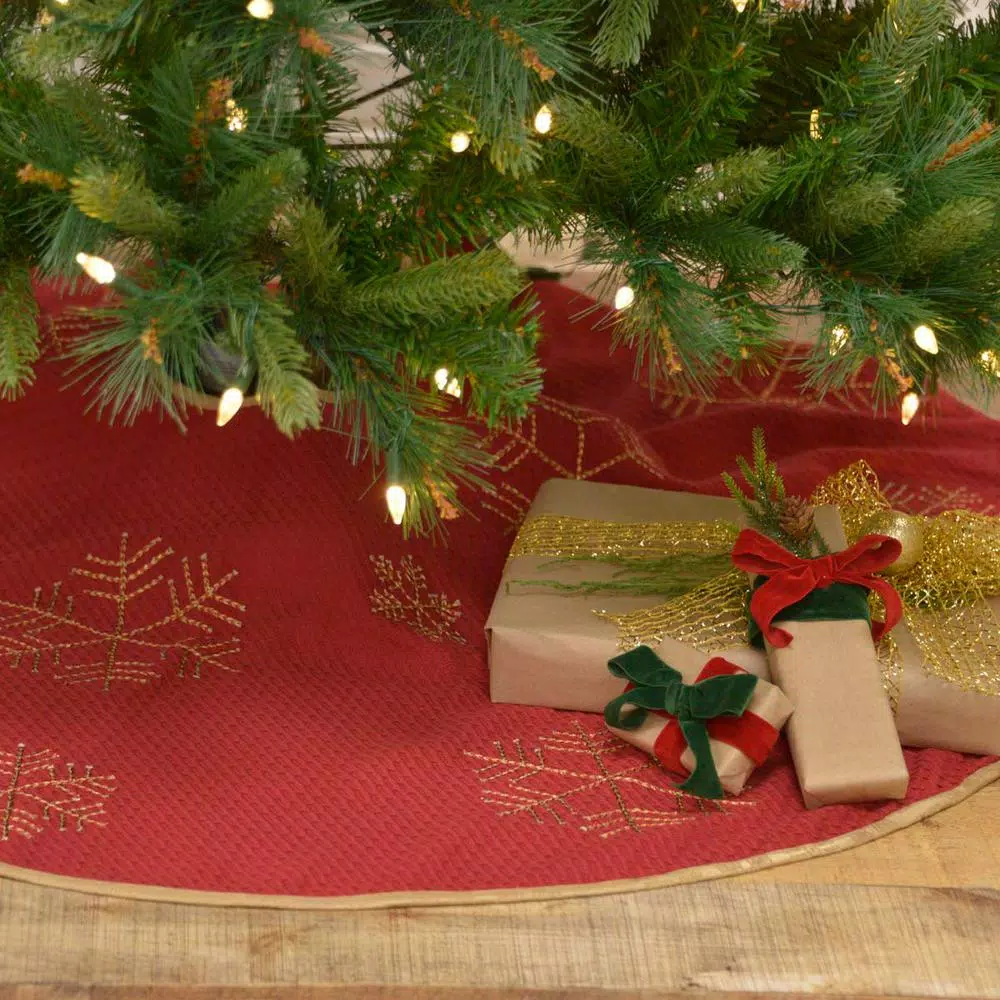 VHC Brands 48 In. Revelry Brick Red Traditional Christmas Decor Tree Skirt 3 VHC Brands 48 In. Revelry Brick Red Traditional Christmas Decor Tree Skirt - Image 3
