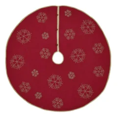 VHC Brands 48 In. Revelry Brick Red Traditional Christmas Decor Tree Skirt