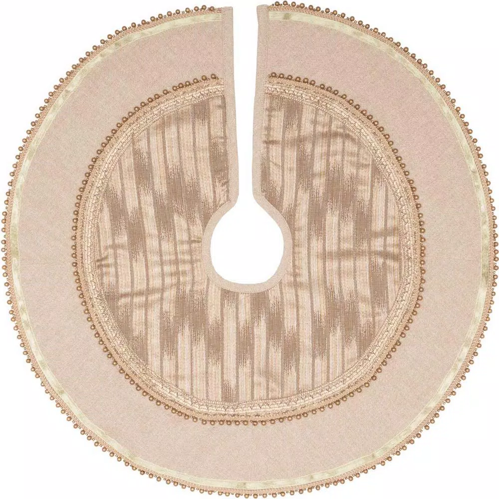 VHC Brands 21 In. Celebrate Bronze Tan Glam Christmas Decor Mini Tree Skirt 1 VHC Brands 21 In. Celebrate Bronze Tan Glam Christmas Decor Mini Tree Skirt