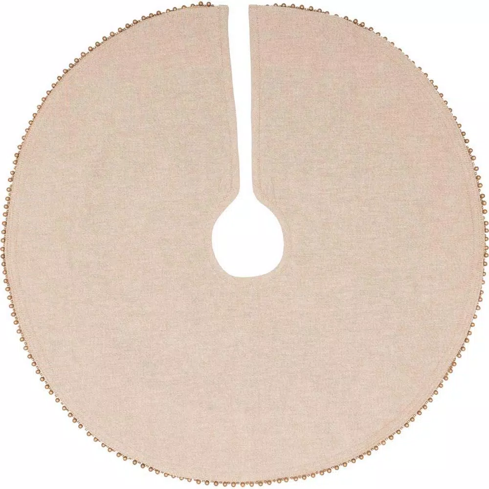 VHC Brands 21 In. Celebrate Bronze Tan Glam Christmas Decor Mini Tree Skirt 2 VHC Brands 21 In. Celebrate Bronze Tan Glam Christmas Decor Mini Tree Skirt - Image 2