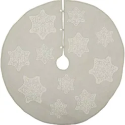 VHC Brands 48 In. Ingrid Ash Grey Farmhouse Christmas Decor Tree Skirt