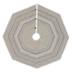VHC Brands 48 In. Liv Pebble Grey Traditional Christmas Decor Tree Skirt