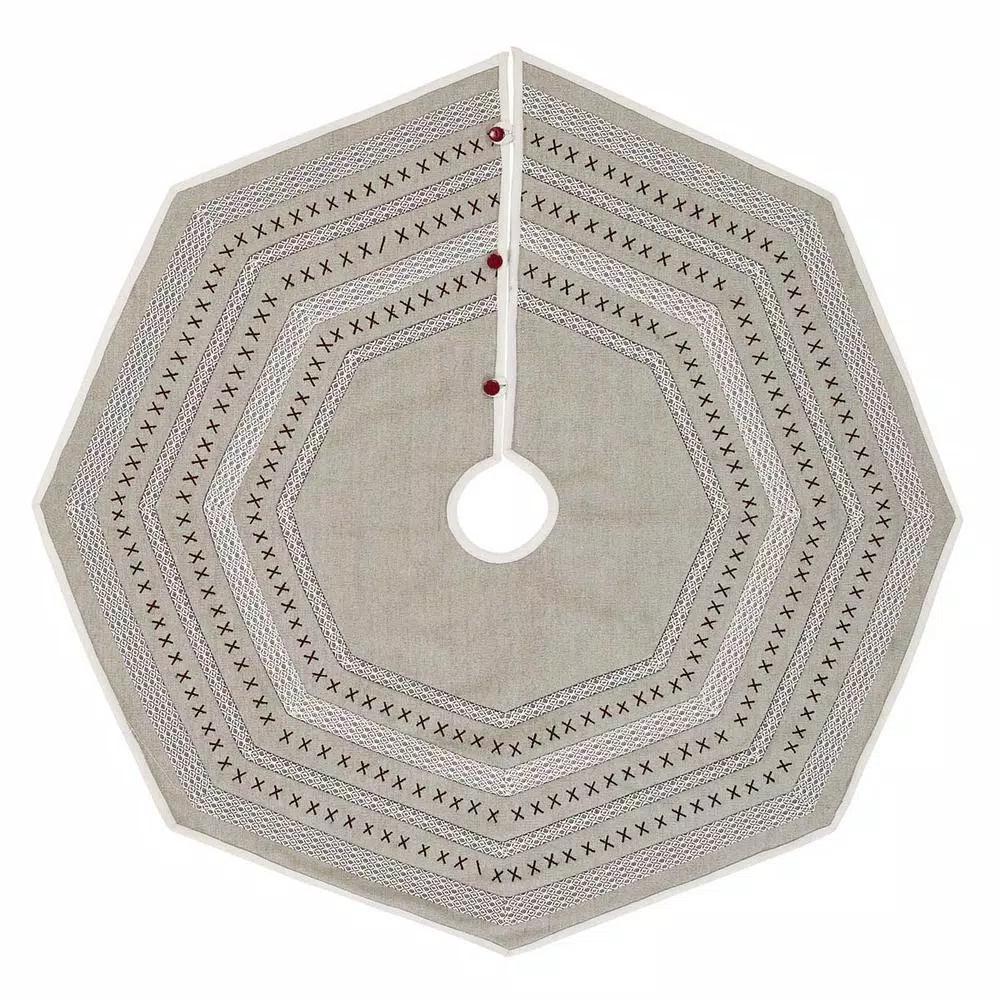 VHC Brands 48 In. Liv Pebble Grey Traditional Christmas Decor Tree Skirt 1 VHC Brands 48 In. Liv Pebble Grey Traditional Christmas Decor Tree Skirt
