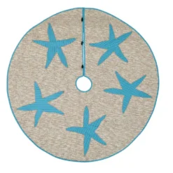 VHC Brands 55 In. Nerine Robin Egg Blue Coastal Christmas Decor Tree Skirt