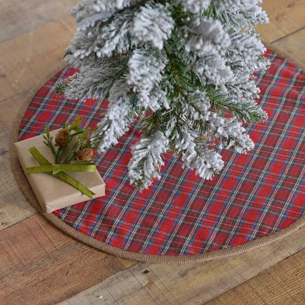VHC Brands 21 In. Gavin Cherry Red Rustic Christmas Decor Mini Tree Skirt 4 VHC Brands 21 In. Gavin Cherry Red Rustic Christmas Decor Mini Tree Skirt - Image 4
