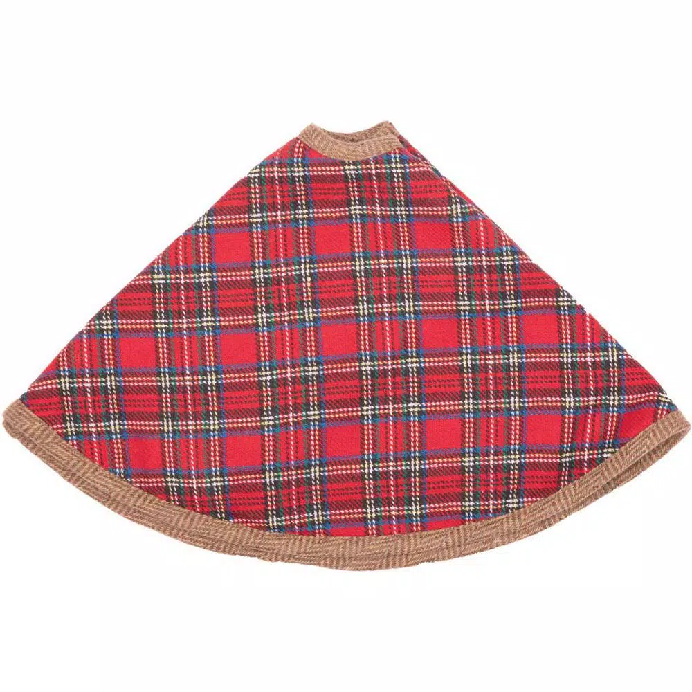 VHC Brands 21 In. Gavin Cherry Red Rustic Christmas Decor Mini Tree Skirt 3 VHC Brands 21 In. Gavin Cherry Red Rustic Christmas Decor Mini Tree Skirt - Image 3