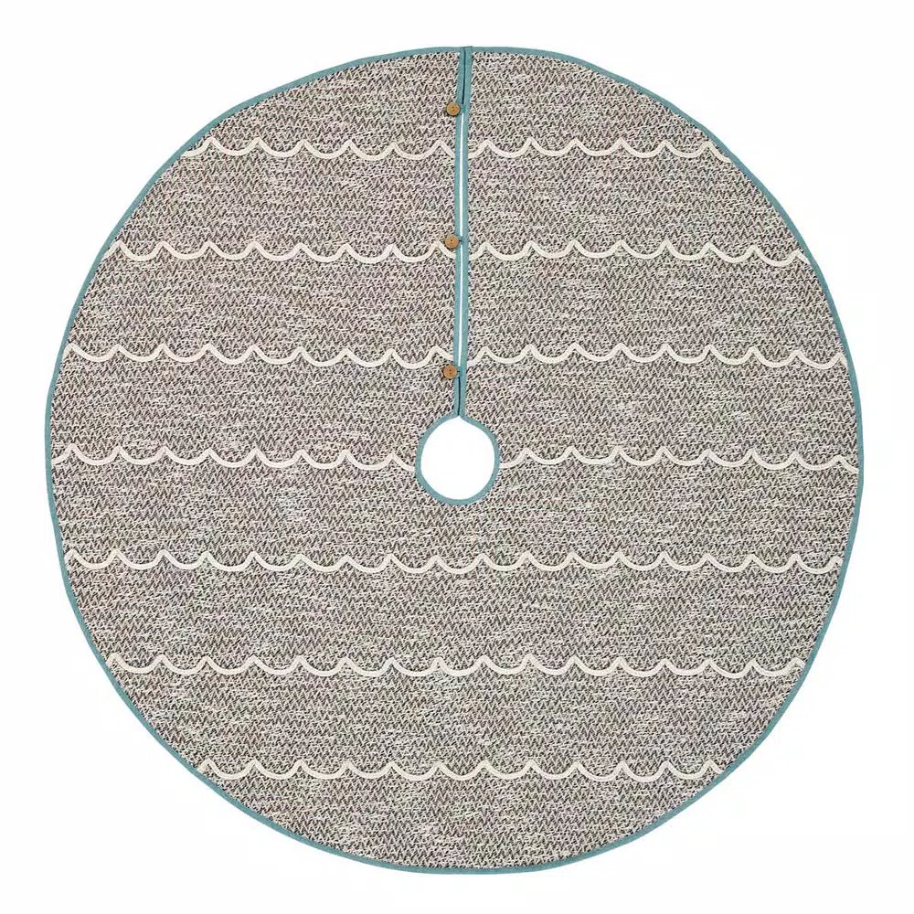 VHC Brands 55 In. Sanbourne Creme White Coastal Christmas Decor Tree Skirt 1 VHC Brands 55 In. Sanbourne Creme White Coastal Christmas Decor Tree Skirt