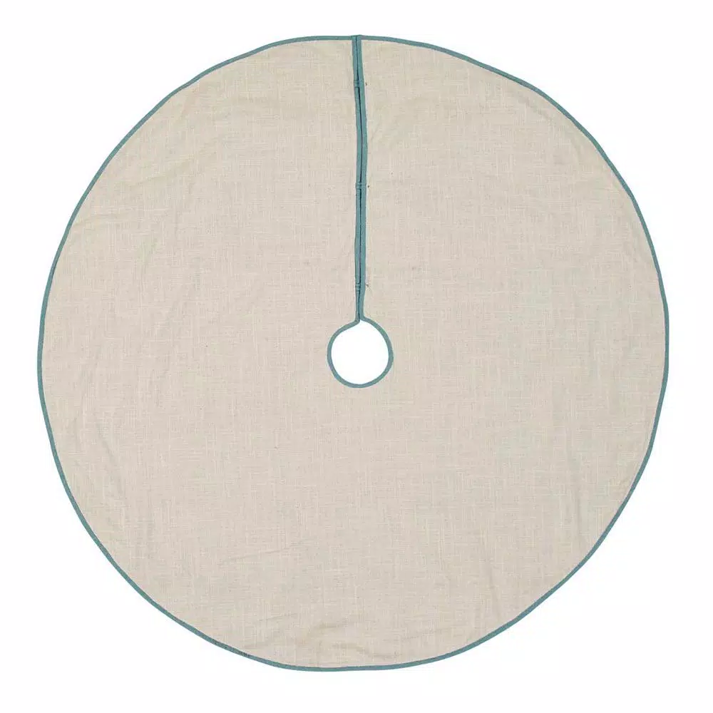 VHC Brands 55 In. Sanbourne Creme White Coastal Christmas Decor Tree Skirt 2 VHC Brands 55 In. Sanbourne Creme White Coastal Christmas Decor Tree Skirt - Image 2
