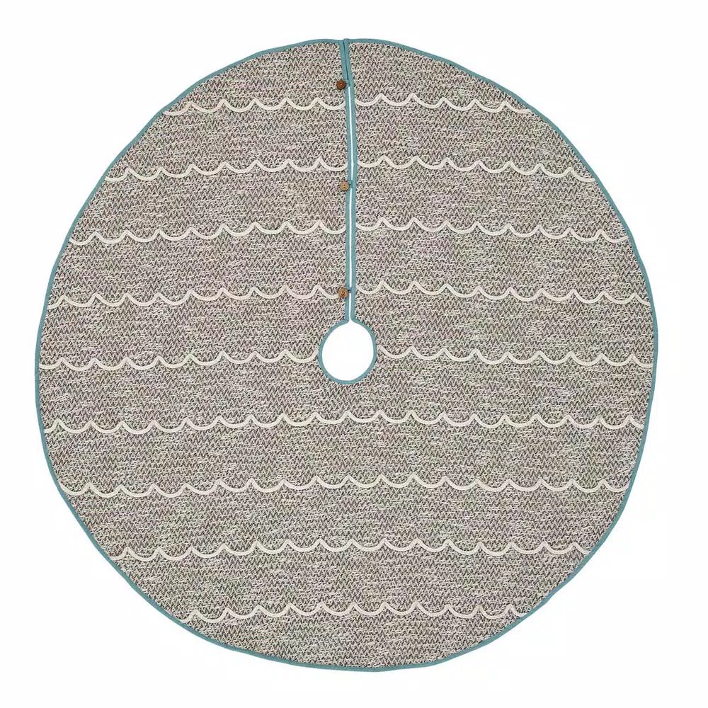 VHC Brands 60 In. Sanbourne Creme White Coastal Christmas Decor Tree Skirt 1 VHC Brands 60 In. Sanbourne Creme White Coastal Christmas Decor Tree Skirt
