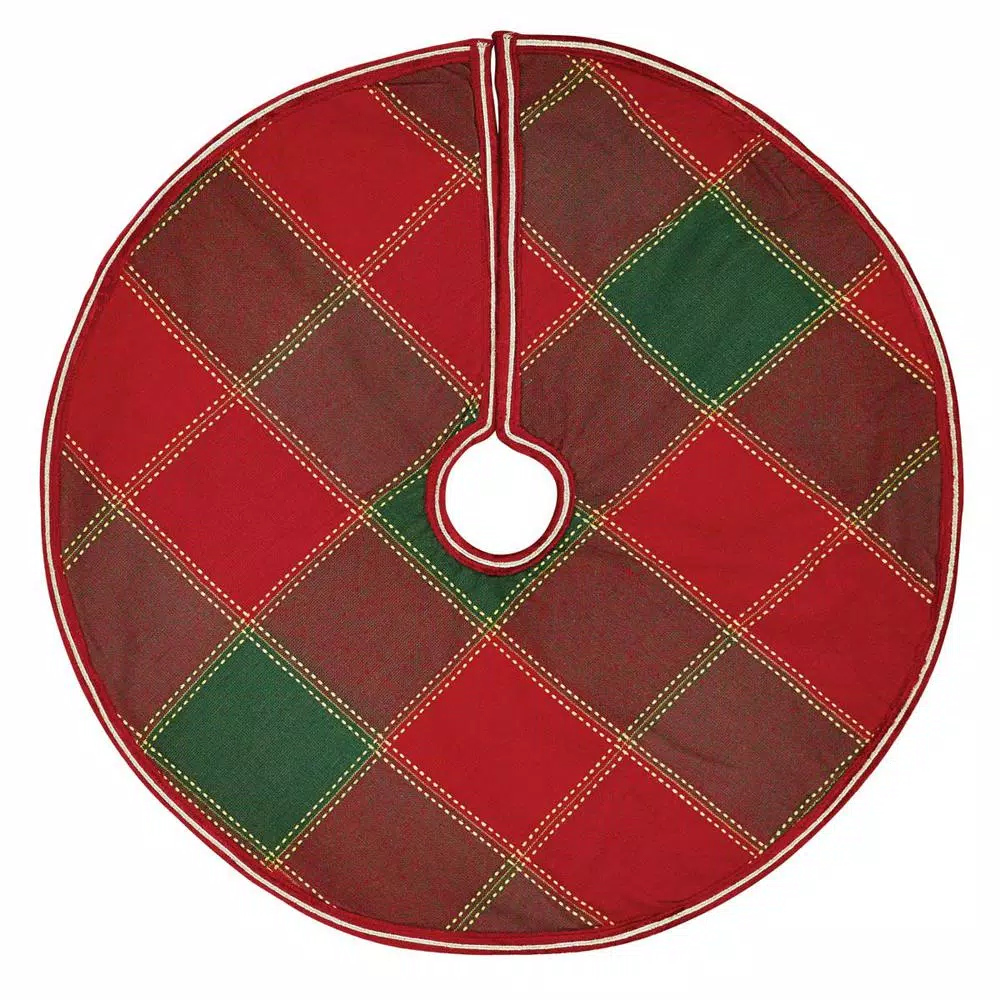 VHC Brands 21 In. Tristan Cherry Red Traditional Christmas Decor Mini Tree Skirt 1 VHC Brands 21 In. Tristan Cherry Red Traditional Christmas Decor Mini Tree Skirt