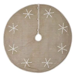 VHC Brands 55 In. Pearlescent Natural Tan Coastal Christmas Decor Tree Skirt