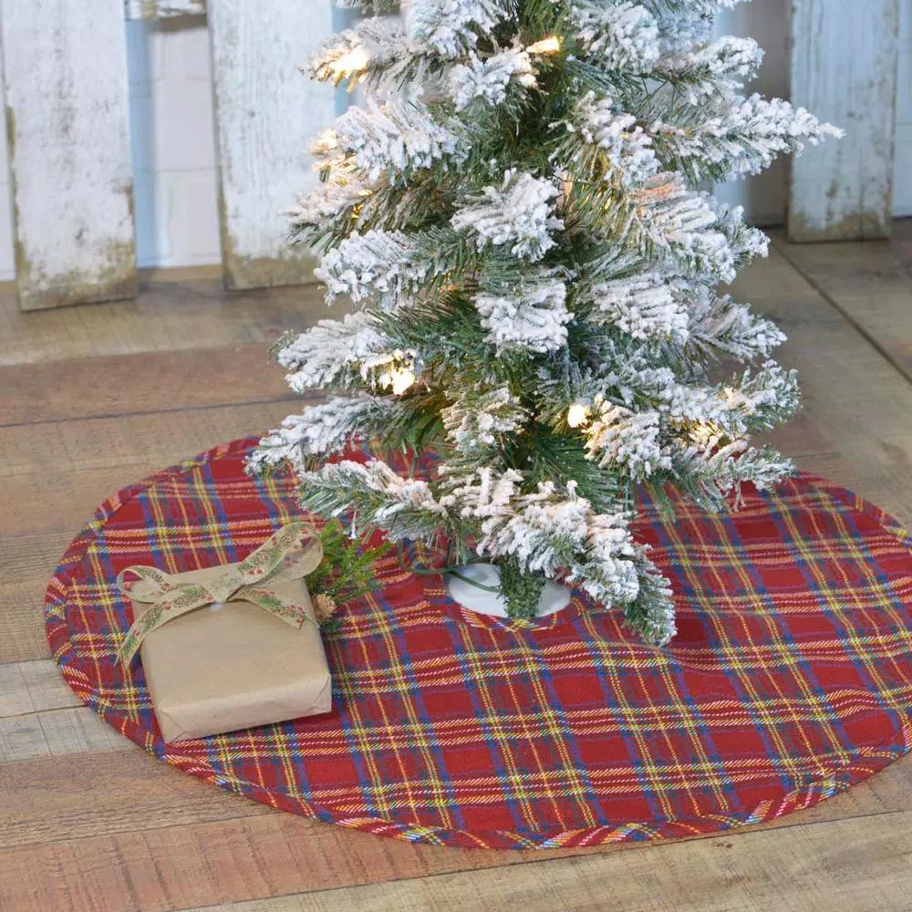 VHC Brands 21 In. Galway Barn Red Rustic Christmas Decor Mini Tree Skirt 3 VHC Brands 21 In. Galway Barn Red Rustic Christmas Decor Mini Tree Skirt - Image 3