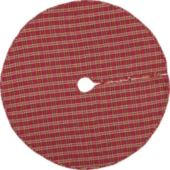 VHC Brands 55 In. Galway Barn Red Rustic Christmas Decor Tree Skirt