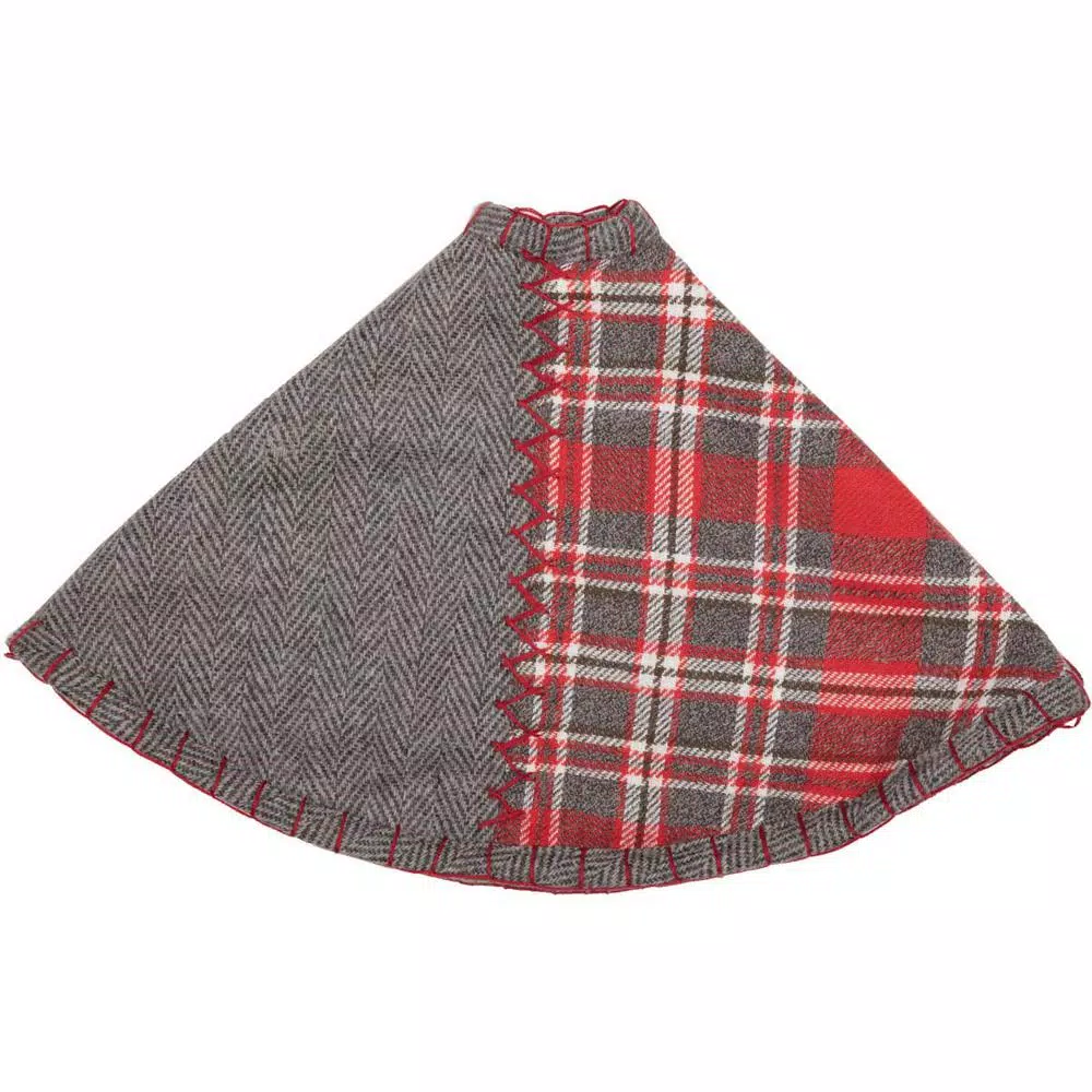 VHC Brands 21 In. Anderson Cherry Red Rustic Christmas Decor Patchwork Mini Tree Skirt 3 VHC Brands 21 In. Anderson Cherry Red Rustic Christmas Decor Patchwork Mini Tree Skirt - Image 3