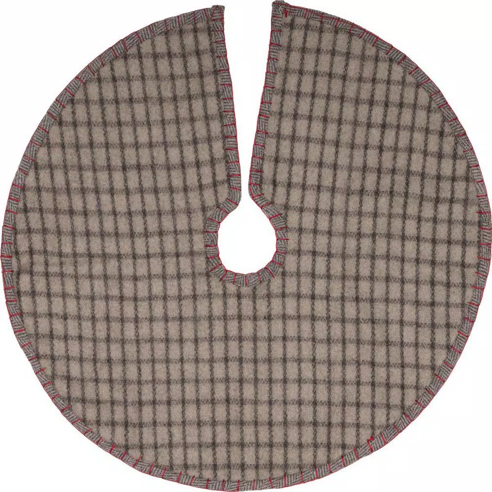 VHC Brands 21 In. Anderson Cherry Red Rustic Christmas Decor Patchwork Mini Tree Skirt 2 VHC Brands 21 In. Anderson Cherry Red Rustic Christmas Decor Patchwork Mini Tree Skirt - Image 2