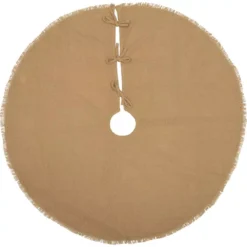 VHC Brands 48 In. Natural Festive Burlap Farmhouse Christmas Decor Tree Skirt