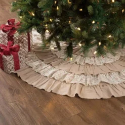 VHC Brands 55 In. Carol Khaki Tan Farmhouse Christmas Decor Tree Skirt 7 VHC Brands 55 In. Carol Khaki Tan Farmhouse Christmas Decor Tree Skirt -Christmas decorations shop vhc brands christmas tree skirts collars 42397 31 1000