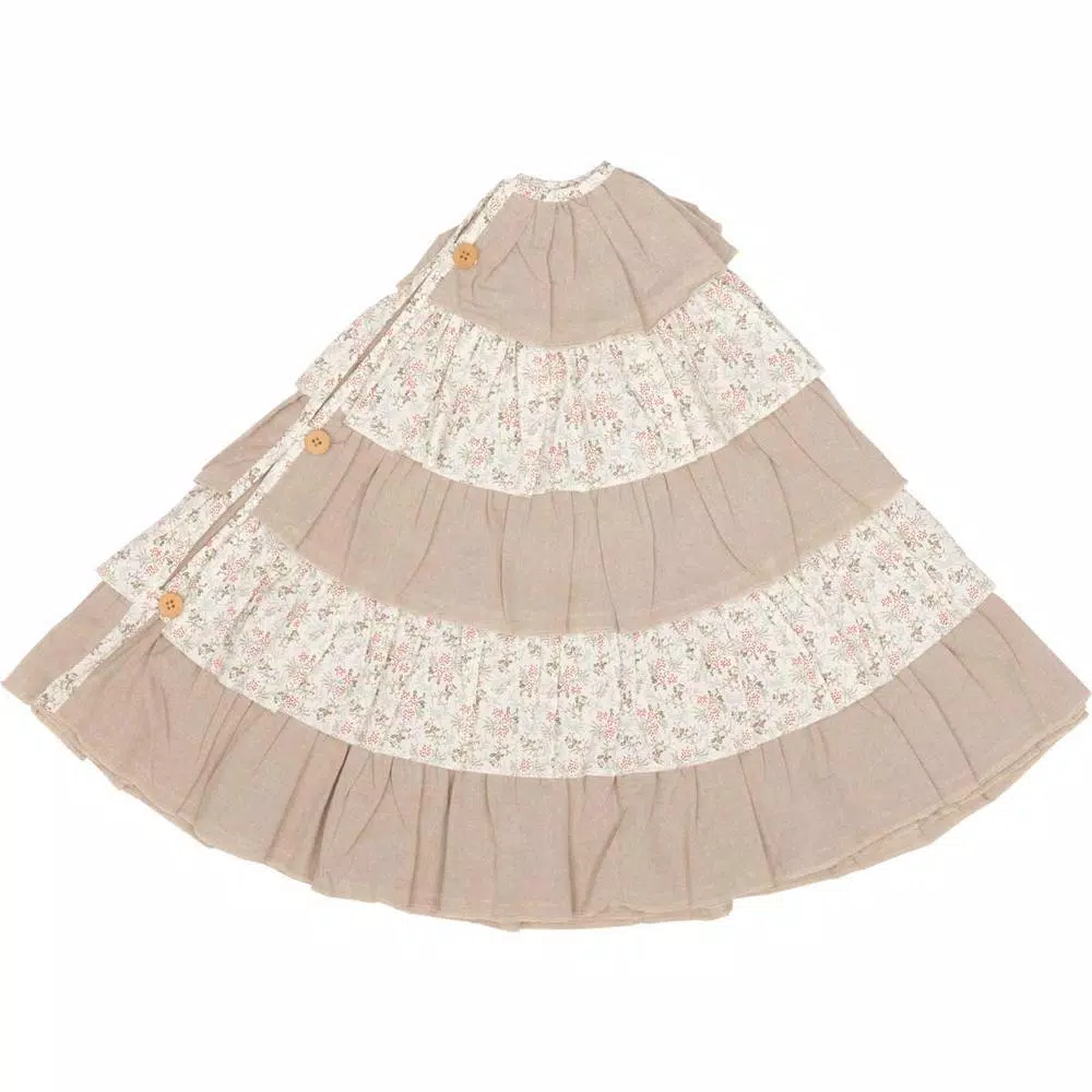 VHC Brands 55 In. Carol Khaki Tan Farmhouse Christmas Decor Tree Skirt 3 VHC Brands 55 In. Carol Khaki Tan Farmhouse Christmas Decor Tree Skirt - Image 3