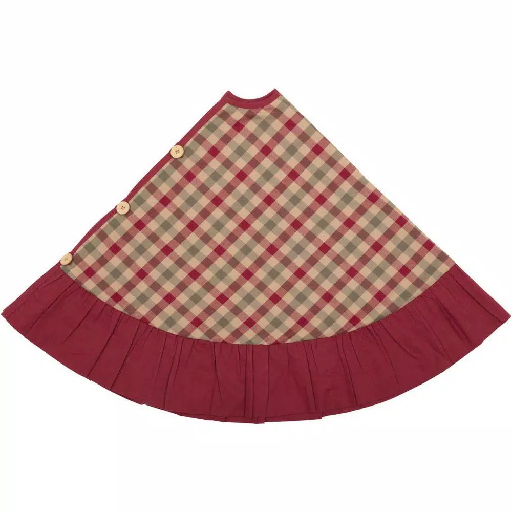 VHC Brands 48 In. Jonathan Plaid Natural Tan Traditional Christmas Decor Tree Skirt 3 VHC Brands 48 In. Jonathan Plaid Natural Tan Traditional Christmas Decor Tree Skirt - Image 3