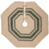 VHC Brands 48 In. Green Vintage Burlap Stripe Farmhouse Christmas Decor Tree Skirt