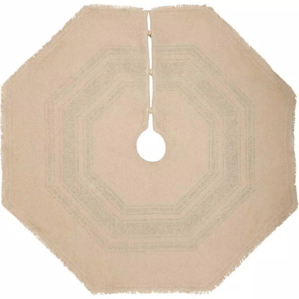 VHC Brands 48 In. Green Vintage Burlap Stripe Farmhouse Christmas Decor Tree Skirt 2 VHC Brands 48 In. Green Vintage Burlap Stripe Farmhouse Christmas Decor Tree Skirt - Image 2