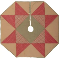 VHC Brands 48 In. Dolly Star Natural Tan Primitive Christmas Decor Tree Skirt