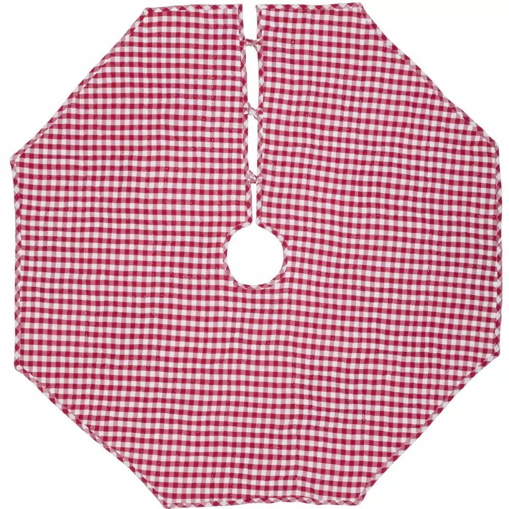 VHC Brands 48 In. Red Emmie Farmhouse Christmas Decor Patchwork Tree Skirt 2 VHC Brands 48 In. Red Emmie Farmhouse Christmas Decor Patchwork Tree Skirt - Image 2