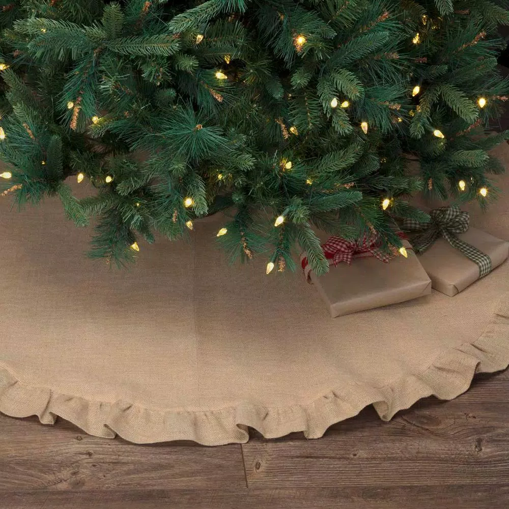 VHC Brands 55 In. Jute Burlap Natural Tan Holiday Rustic And Lodge Decor Tree Skirt 3 VHC Brands 55 In. Jute Burlap Natural Tan Holiday Rustic And Lodge Decor Tree Skirt - Image 3