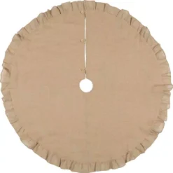 VHC Brands 55 In. Jute Burlap Natural Tan Holiday Rustic And Lodge Decor Tree Skirt