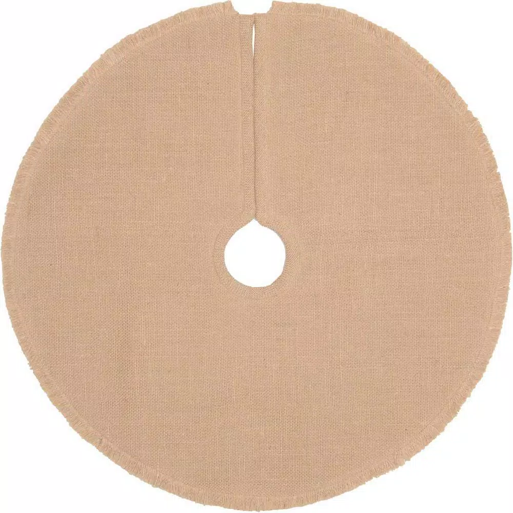 VHC Brands 21 In. Jute Burlap Poinsettia Natural Tan Holiday Decor Tree Skirt 2 VHC Brands 21 In. Jute Burlap Poinsettia Natural Tan Holiday Decor Tree Skirt - Image 2