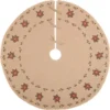 VHC Brands 48 In. Jute Burlap Poinsettia Natural Tan Holiday Decor Tree Skirt