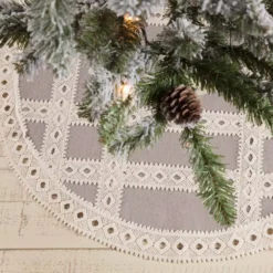 VHC Brands 21 In. Grey Margot Farmhouse Christmas Decor Tree Skirt 7 VHC Brands 21 In. Grey Margot Farmhouse Christmas Decor Tree Skirt -Christmas decorations shop vhc brands christmas tree skirts collars 42571 31 1000