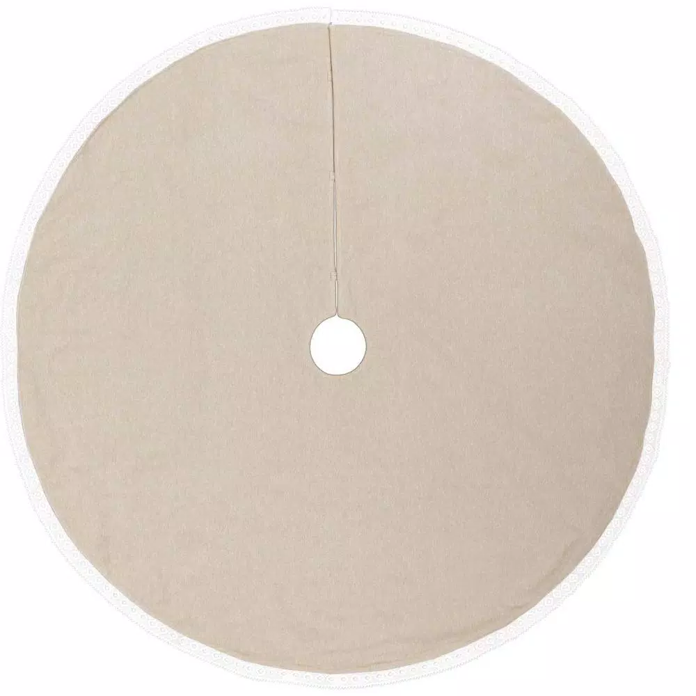 VHC Brands 48 In. Grey Margot Farmhouse Christmas Decor Tree Skirt 2 VHC Brands 48 In. Grey Margot Farmhouse Christmas Decor Tree Skirt - Image 2