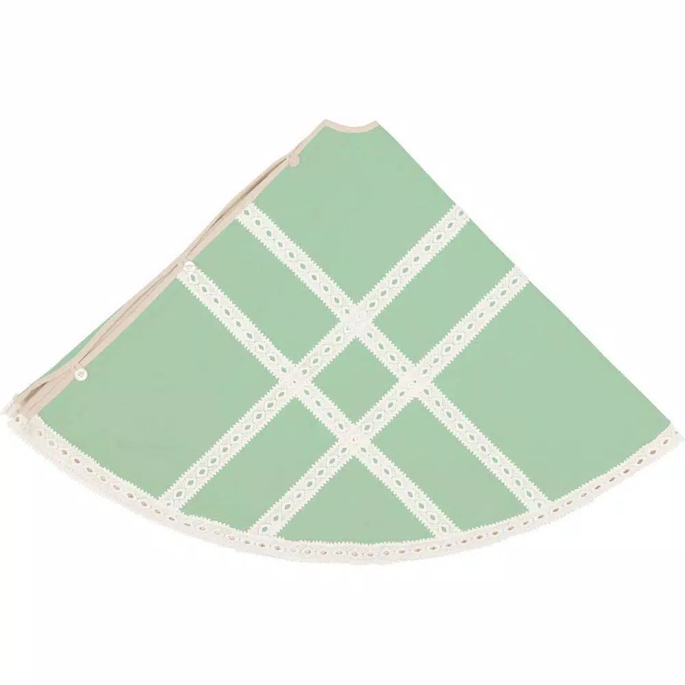 VHC Brands 60 In. Mint Margot Farmhouse Christmas Decor Tree Skirt 3 VHC Brands 60 In. Mint Margot Farmhouse Christmas Decor Tree Skirt - Image 3
