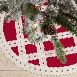 VHC Brands 21 In. Red Margot Farmhouse Christmas Decor Tree Skirt 7 VHC Brands 21 In. Red Margot Farmhouse Christmas Decor Tree Skirt -Christmas decorations shop vhc brands christmas tree skirts collars 42579 31 1000
