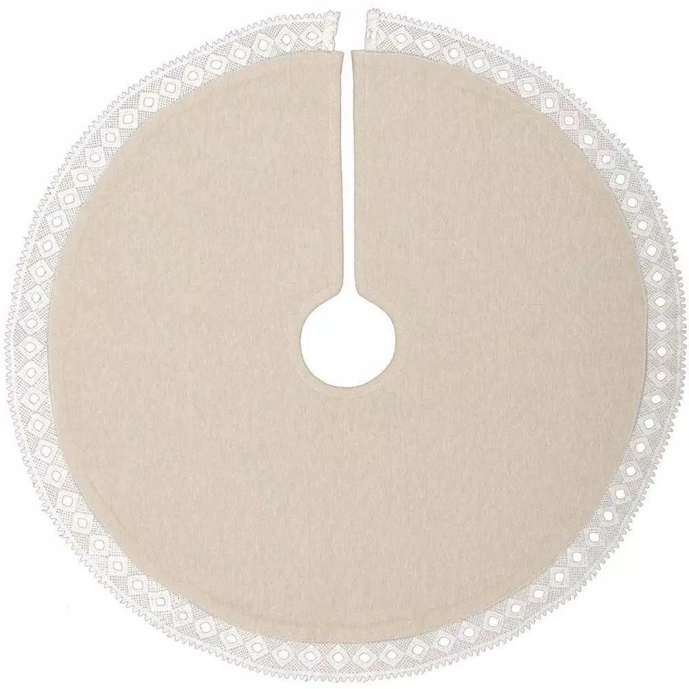 VHC Brands 21 In. Red Margot Farmhouse Christmas Decor Tree Skirt 2 VHC Brands 21 In. Red Margot Farmhouse Christmas Decor Tree Skirt - Image 2